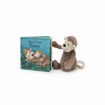 Jellycat When I Am Sleepy and Bashful Monkey Medium USA | 51439VXBJ